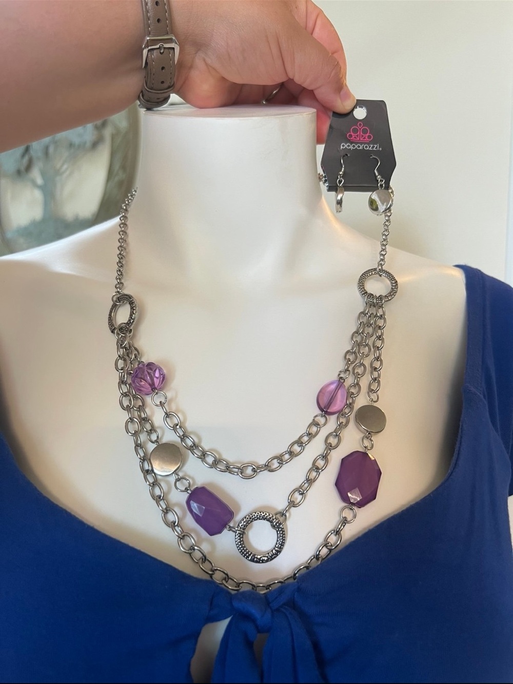 New Purple necklace and earrings set - Picture 4 of 4